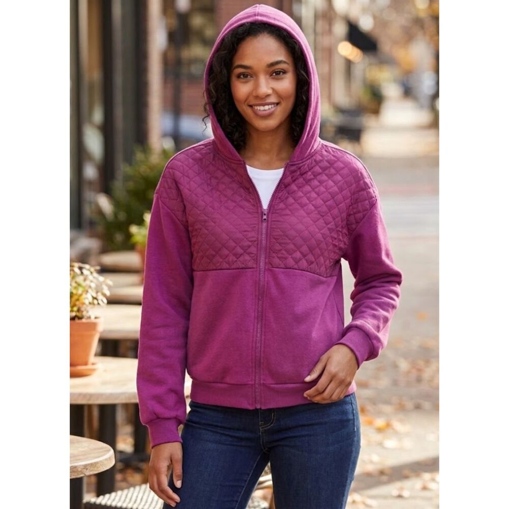 New Wrapper Quilted Hooded Zip Up Jacket Women's Size Large